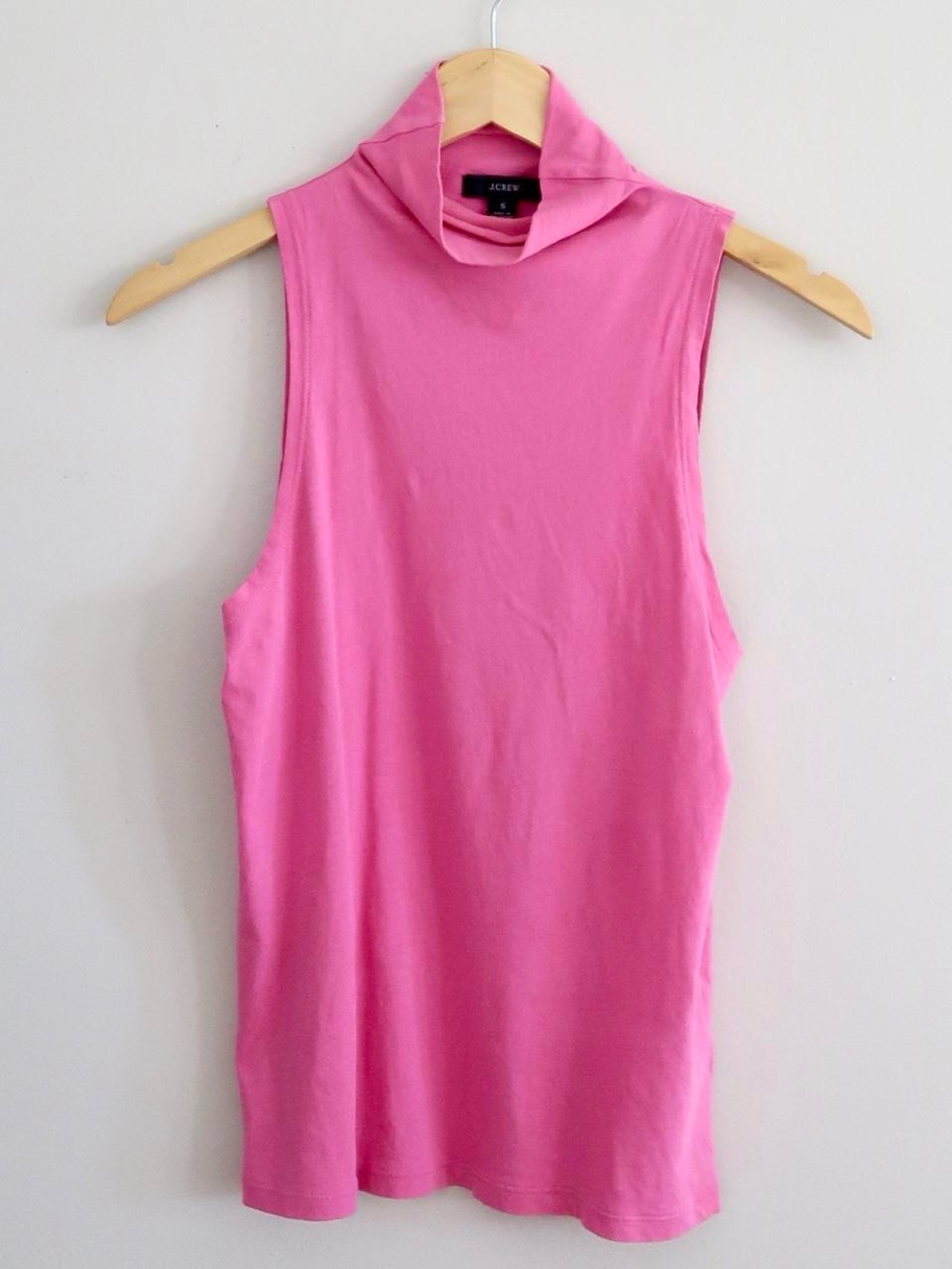 J crew mockneck sleeveless cotton top in pink